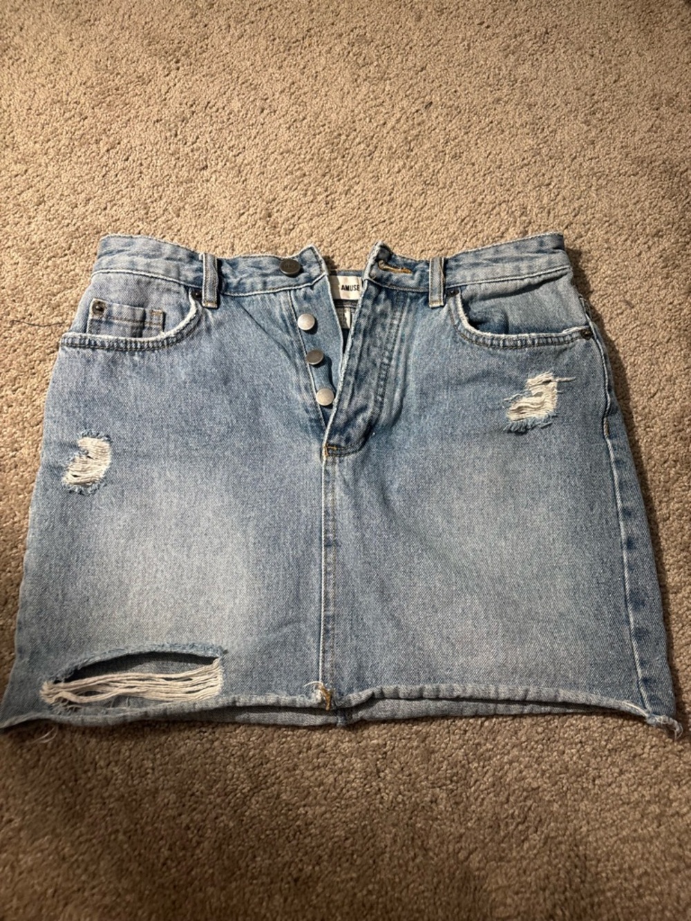 Distressed Denim Mini Skirt